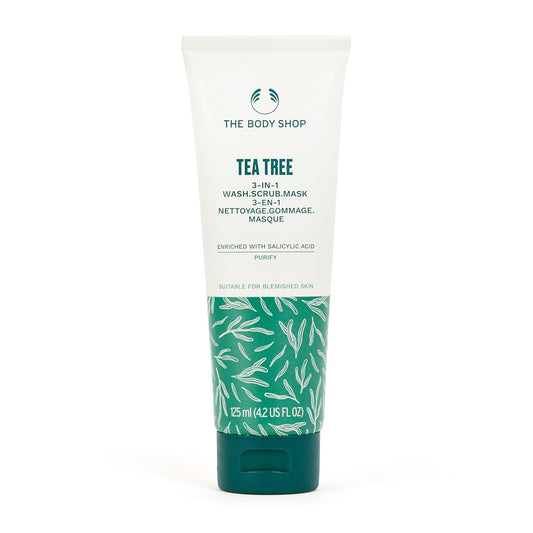 Tea Tree 3 in 1 Wash Scrub & Mask – Purifying Vegan Skincare for Oily, Blemished Skin – 4.2 Oz