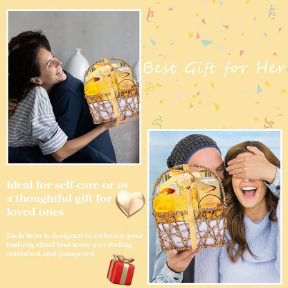 Gift Baskets , Spa Gifts for Women, 8Pcs Honey Almond Bath Gift Set for Women, Relaxation Self Care Spa Kit W/Bath Bomb, Bubble Bath, Mom Birthday Gifts, Christmas Gifts Thank You Gifts